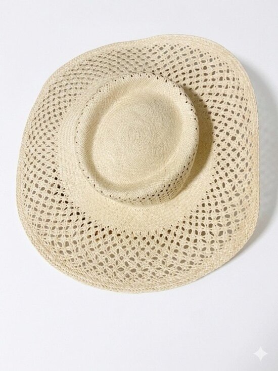 Van Palma Accessories - Van Palma Opale Junior Straw Hat Natural Size Small Wide Brim Boater Handwoven